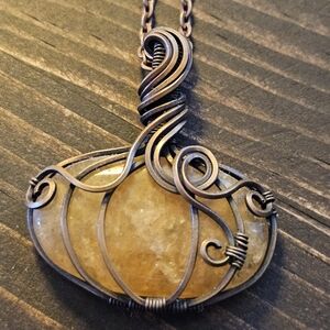 Copper Wrapped Pumpkin Pendant Necklace